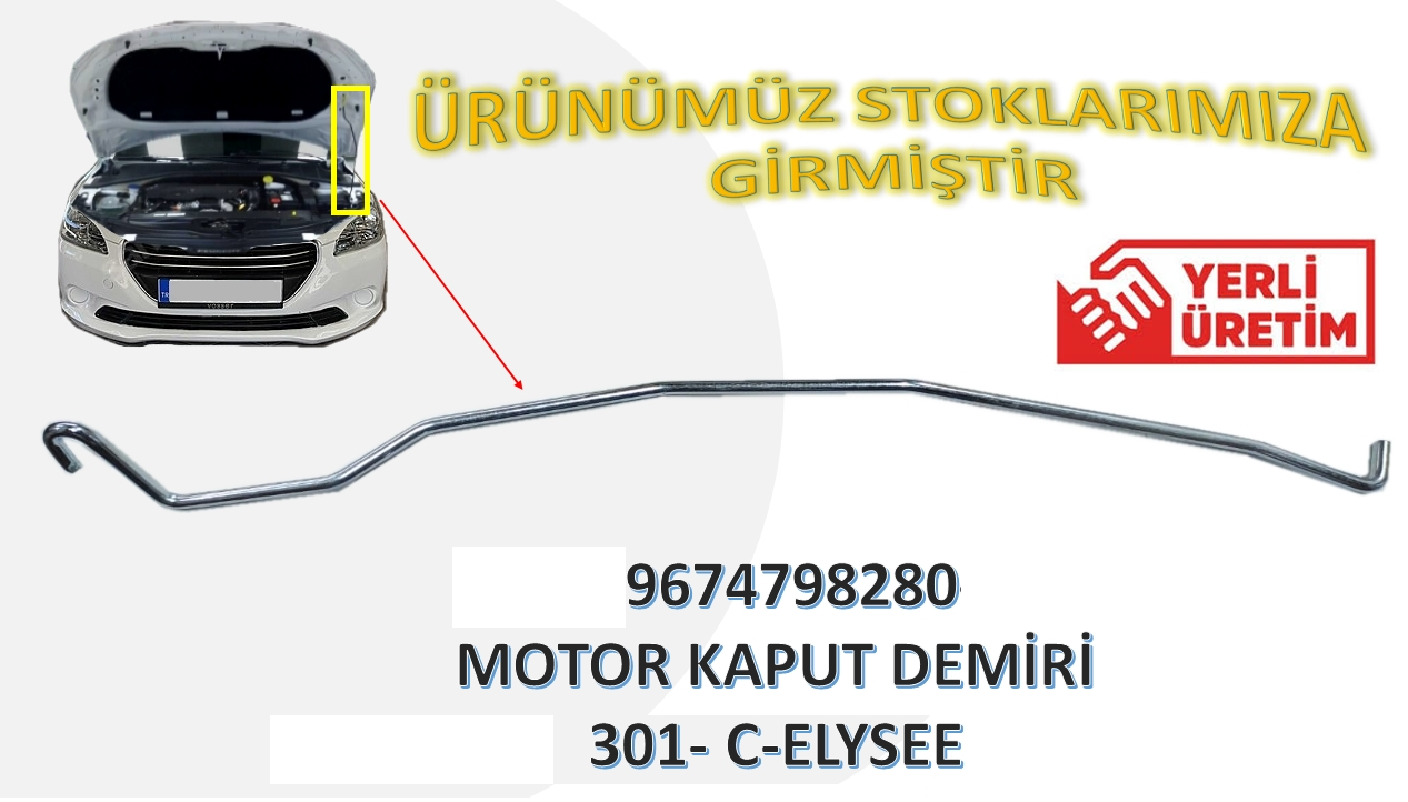 PEUGEOT & CITROEN -- 301 / C-ELYSEE MOTOR KAPUT TUTMA DAYAMA DEMİRİ ( KLİPS HEDİYELİ )