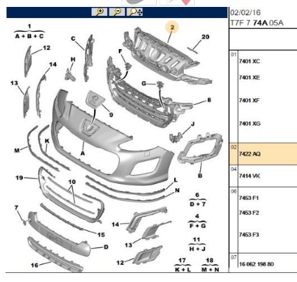 ÖN TAMPON İÇ ÜST DESTEK PANJUR BAKALİTİ 308 ( T7 ) 2012--> ( MAKYAJLI KASA )