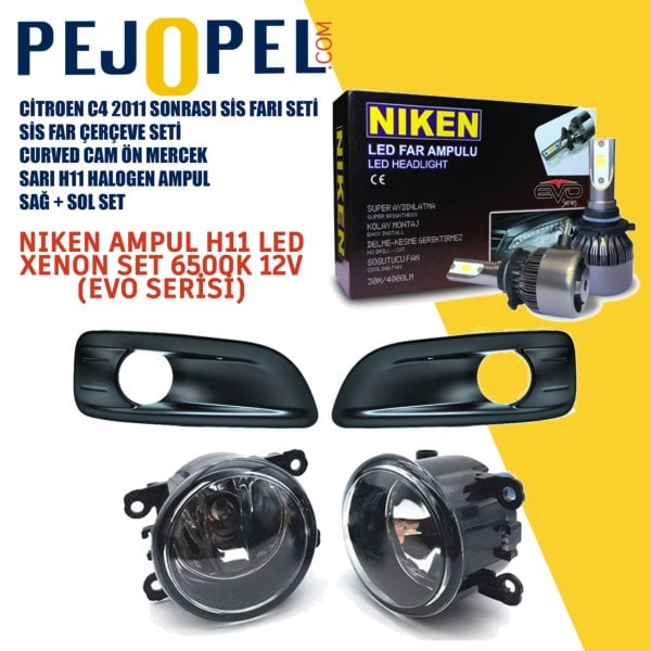 Citroen C4 (2011 Sonrası) Sis Far Seti - Niken Xenon Led Far Ampüllü H11