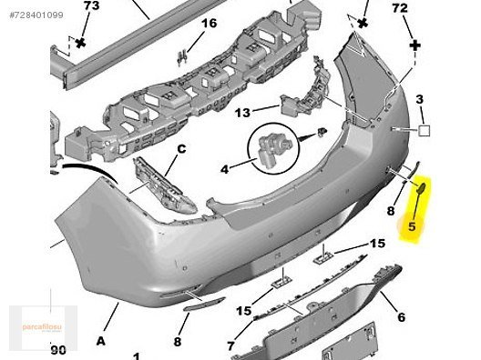 PEUGEOT 508 -- ARKA TAMPON ÇEKİ DEMİR KAPAĞI