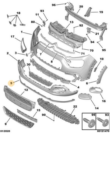 CİTROEN C3 (B618) 2017 --> ÖN TAMPON ALT SPOYLERİ -- KARLIK --