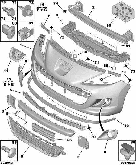 PEUGEOT 207 2010--> ÖN TAMPON SİS FAR ÇERÇEVESİ ( TAKIM ) ( NİKELAJLI DEĞİL - GRİ BOYALI )