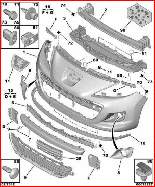 PEUGEOT 207 2010--> ÖN TAMPON SİS FAR ÇERÇEVESİ ( TAKIM ) ( NİKELAJLI DEĞİL - GRİ BOYALI )