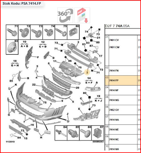 PEUGEOT 407 2004 --> ÖN TAMPON DEMİRİ