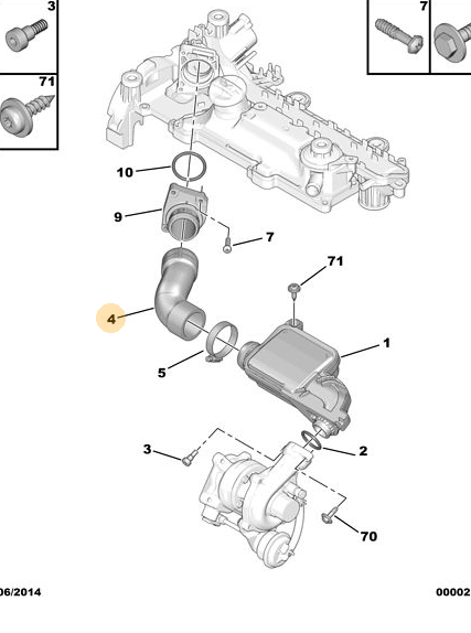 PEUGEOT & CITROEN 206 / 307 / C3 1.4 HDI TURBO - EMME MANİFOLD ARA HORTUM ( DV4 ) ( SENSÖRSÜZ )