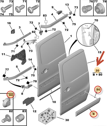 PEUGEOT & CITROEN -- PARTNER TEPEE - BERLİNGO SÜRGÜLÜ KAPI BANDI SOL  8546.X2 8546X2