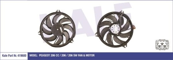 FAN MOTORU P206 1,1/1,4 8V/1,6 8V AC 250W 99-> KLIMALI