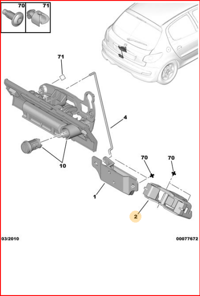 PEUGEOT  106 / 206 BAGAJ KİLİDİ KARŞILIĞI