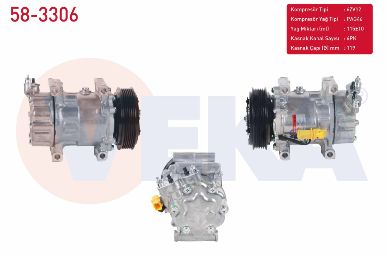 Citroen C2 - C3 1.4 HDİ (2003-2009) Nemo 1.4 HDİ (2007-) Klima Kompresörü