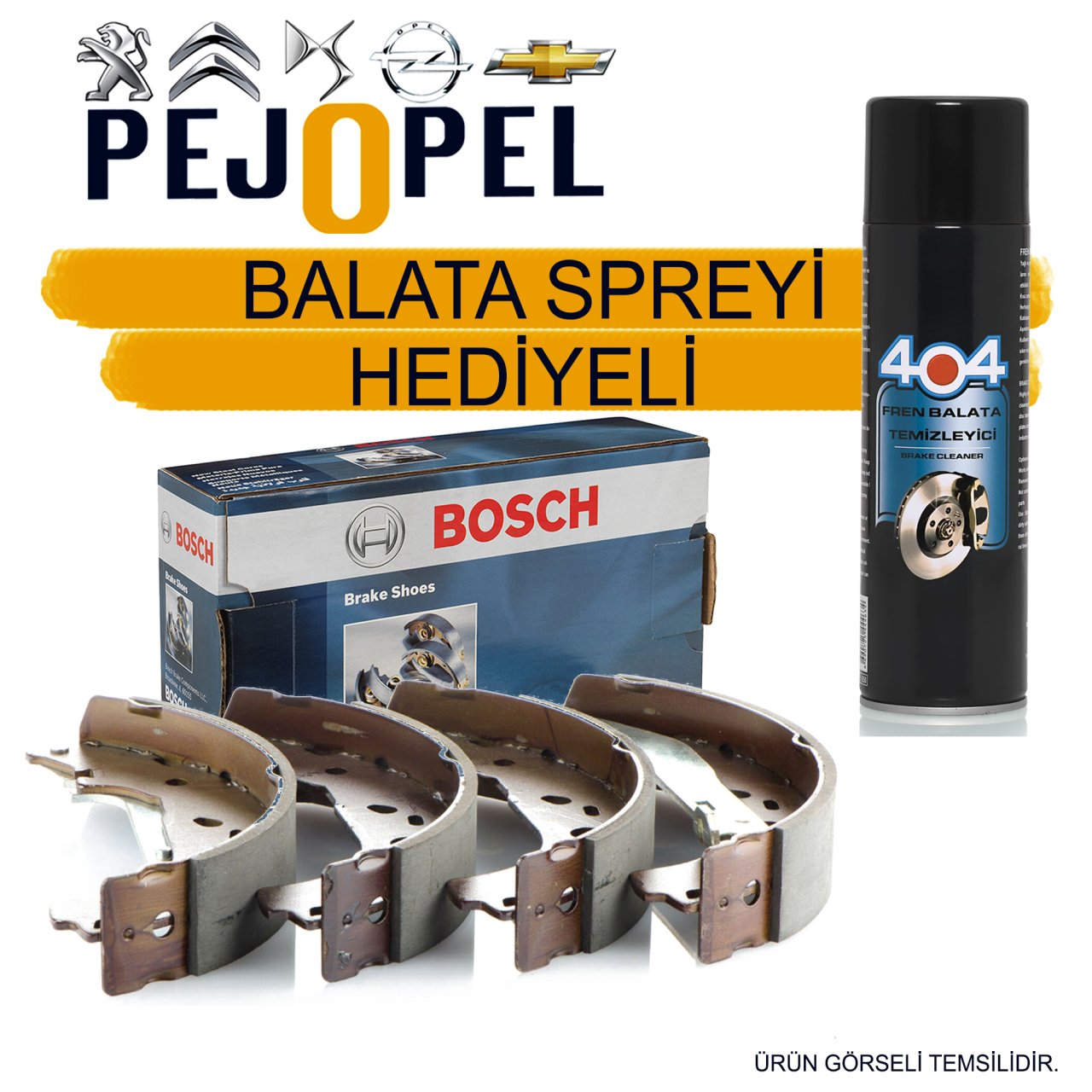 Bosch - Citroen C3 2009 Sonrası Arka Pabuç Balata Kampana (Hediyeli)
