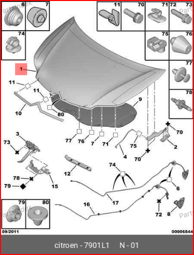 CITROEN C4 2004-->2008 MOTOR KAPUTU