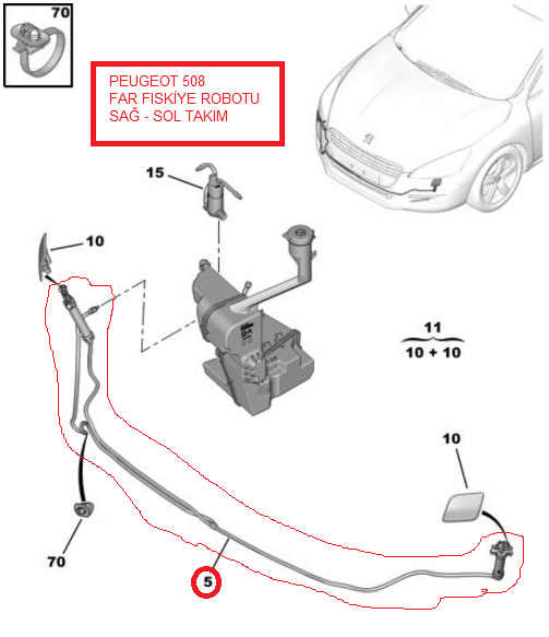 PEUGEOT 508 FAR FISKİYE YIKAMA ROBOT TAKIMI ( SAĞ VE SOL )