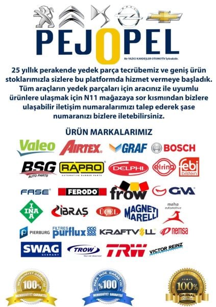 PEUGEOT 307 02-->2005 ÖN PANJUR ( PANEL ÜST BAKALİTİ - KAPUT KİLİT PLASTİĞİ )