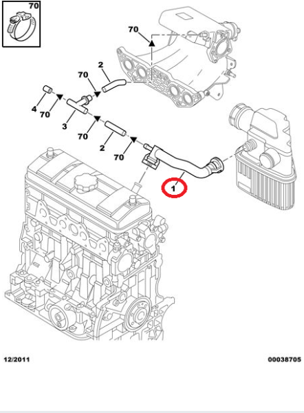 PEUGEOT 106/206/306 - CITROEN SAXO/XSARA 1.4 - 1.6 YAĞ BUHAR HORTUMU
