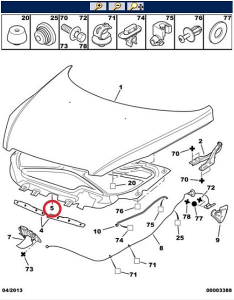 MOTOR KAPUT KEÇESİ İZALATÖRÜ PEUGEOT 307 01-->05 ( ESKİ MODEL )