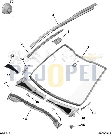PEUGEOT 208 / 2008 ÖN CAM ALT IZGARA KENAR BAKALİTİ ( SAĞ veya SOL )