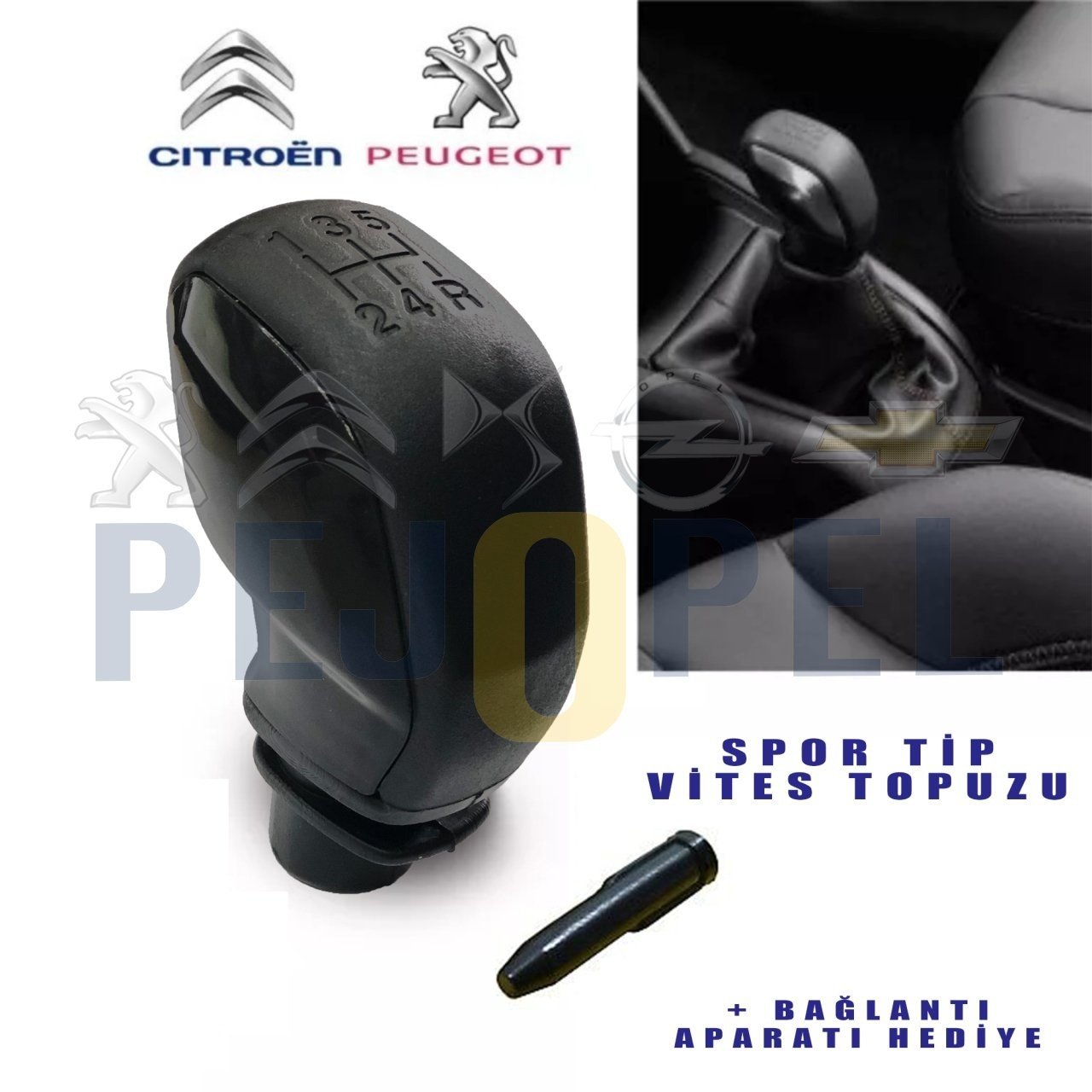 Peugeot 301 - Citroen C-Elysee Spor Tip Vites Topuzu - Siyah Parlak