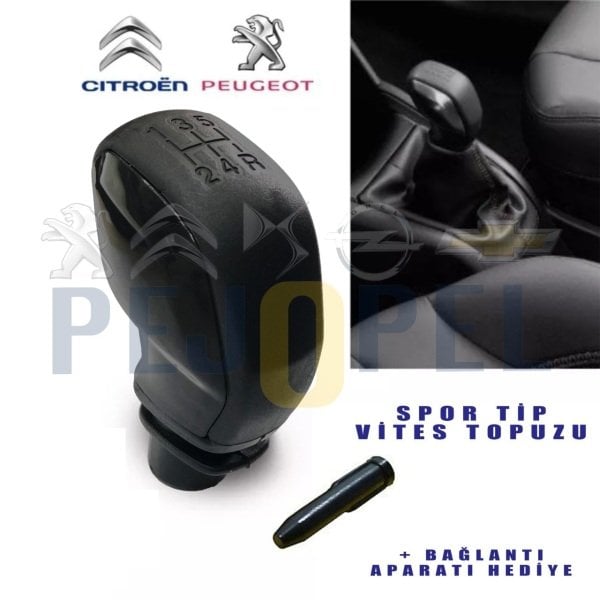 Peugeot 301 - Citroen C-Elysee Spor Tip Vites Topuzu - Siyah Parlak