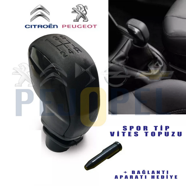 Peugeot 207 - 307  Spor Tip Vites Topuzu - Siyah Parlak