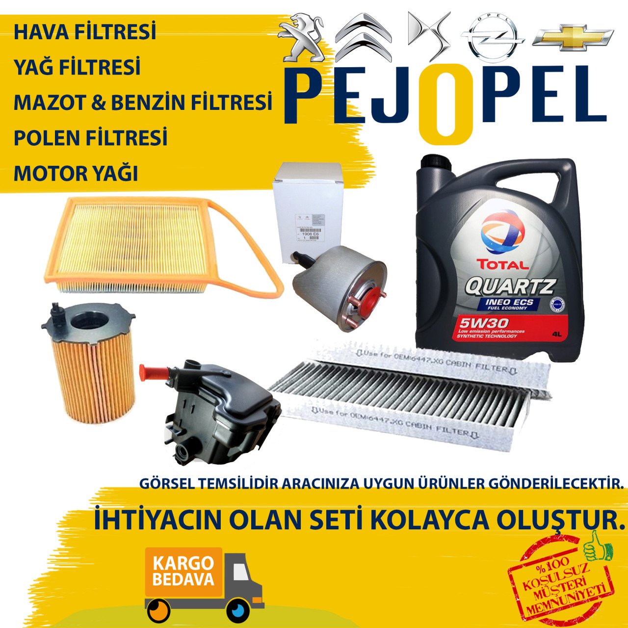 CİTROEN C4  1.6 HDİ EURO6 Filtre Bakım Seti