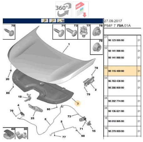 Peugeot 3008 - 5008 2016 --> Yeni Kasa Motor Kaput İzolatörü (İzalatör)