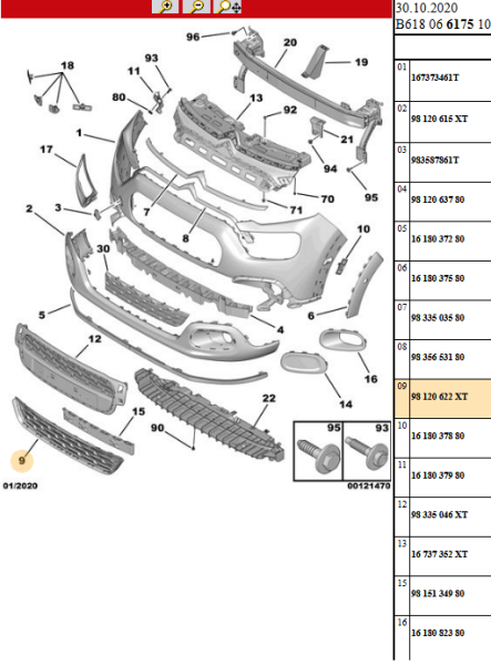 CİTROEN C3 ( B618 ) 2017 --> ÖN TAMPON ALT IZGARASI