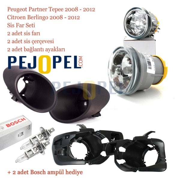 Citroen Berlingo III 2008-2012 Sis Farı Seti - (Sis Far + Çerçeve + Bağlantı Aparat)