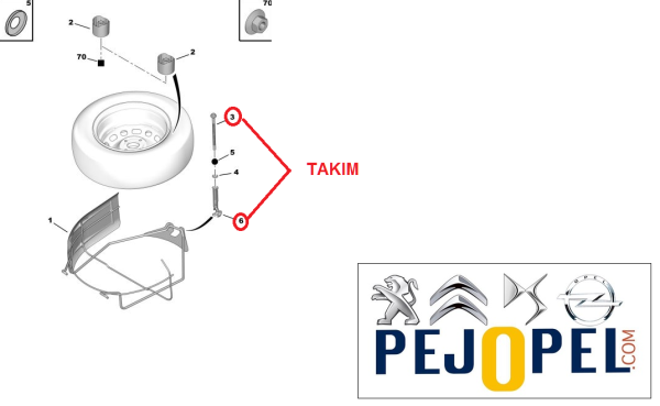 PEUGEOT PARTNER TEPEE & CİTROEN BERLİNGO STEPNE ÇENGELİ VE SAPLAMASI ( TAKIM )
