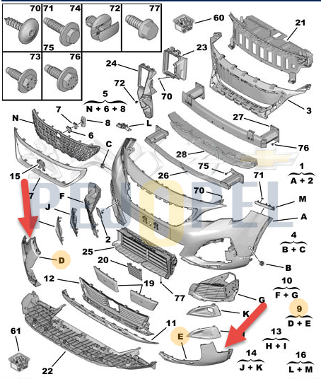 PEUGEOT 3008 / 5008 ÖN TAMPON ALT KÖŞE TAKIMI (2016 -2019) ( SENSÖR DELİKLİ ) 1617973780