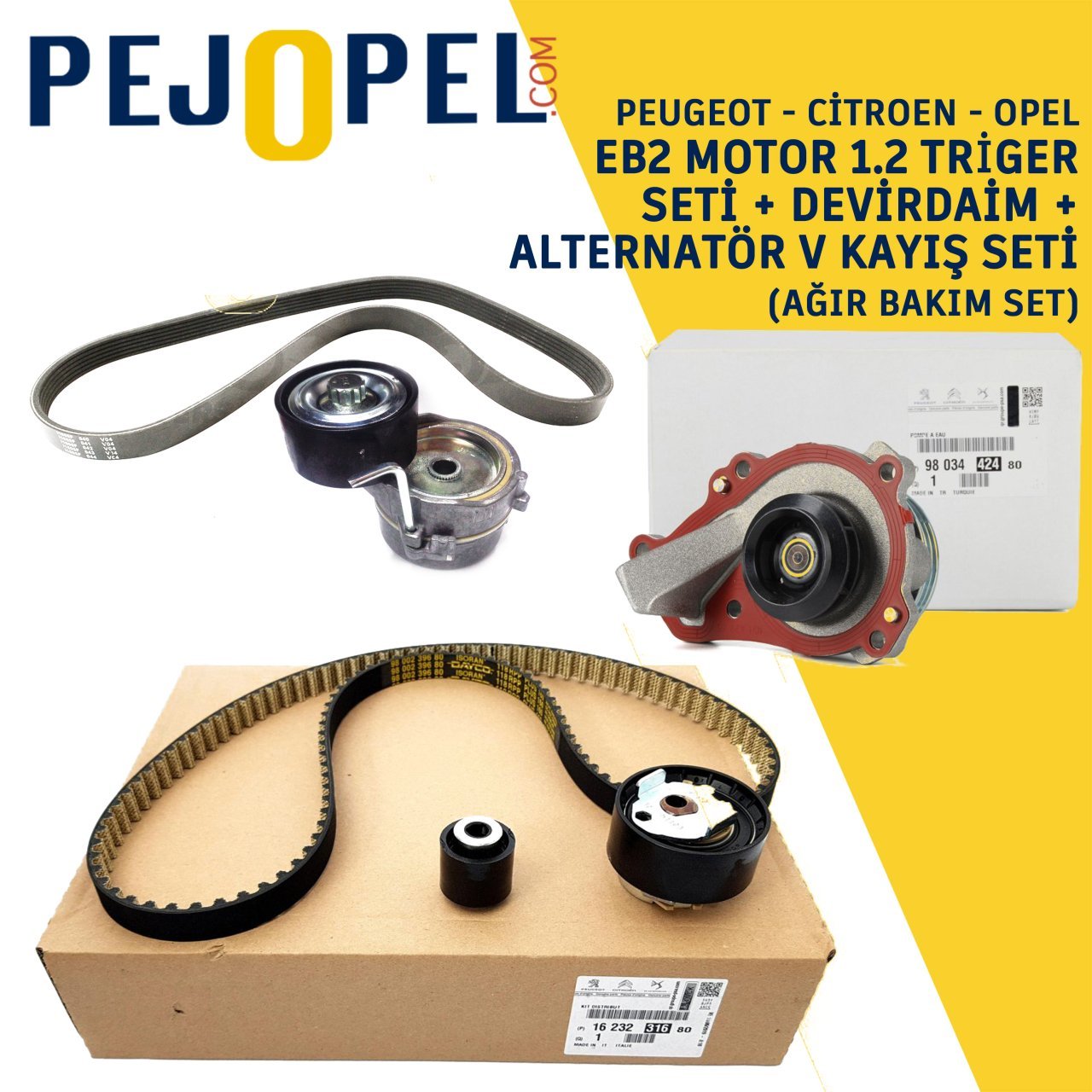 Citroen C3 (B618) (Aircross) 1.2 Puretech EB2 Triger + V Kayış Seti - Orjinal - Ağır Bakım