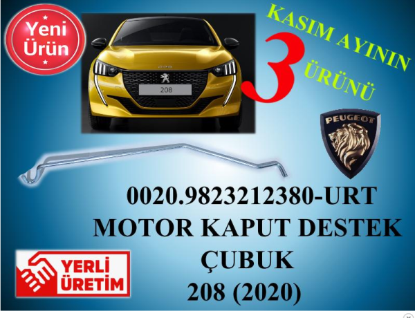 PEUGEOT 208 2020--> MOTOR KAPUTU DESTEK DAYAMA DEMİRİ