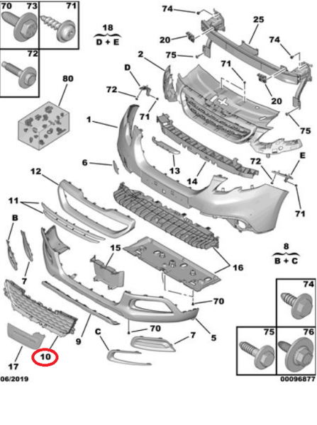 PEUGEOT 2008 2013-->2019 Ön Tampon Orta Izgara Panjuru - 9678059480