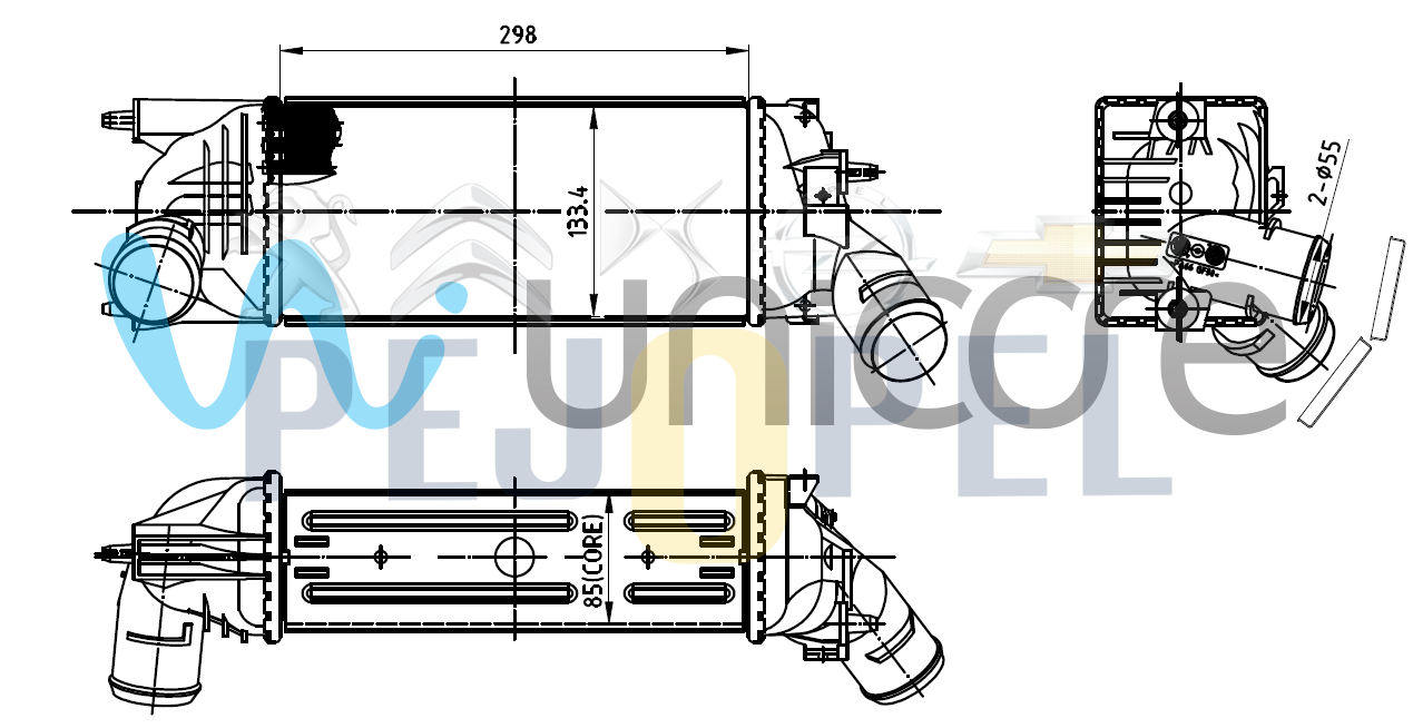 TURBO RADYATÖRÜ CITROEN C5, PEUGEOT 407  1.6HDI, 2.0HDI 2004-2007 (0384.G6 )