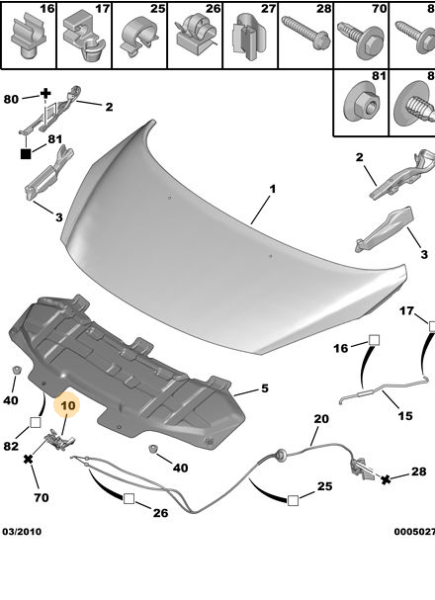 PEUGEOT 207 MOTOR KAPUT KİLİDİ