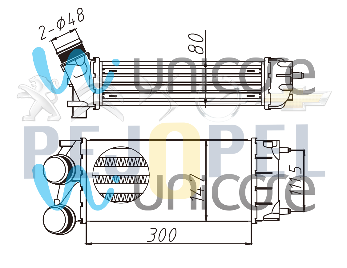 TURBO RADYATÖRÜ PEUGEOT 308 CITROEN C4 1,6 HDI 2010- 300*147 0384.N9