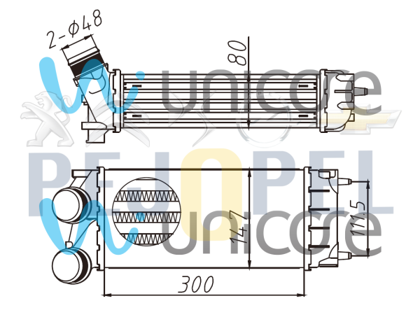 TURBO RADYATÖRÜ PEUGEOT 308 CITROEN C4 1,6 HDI 2010- 300*147 0384.N9