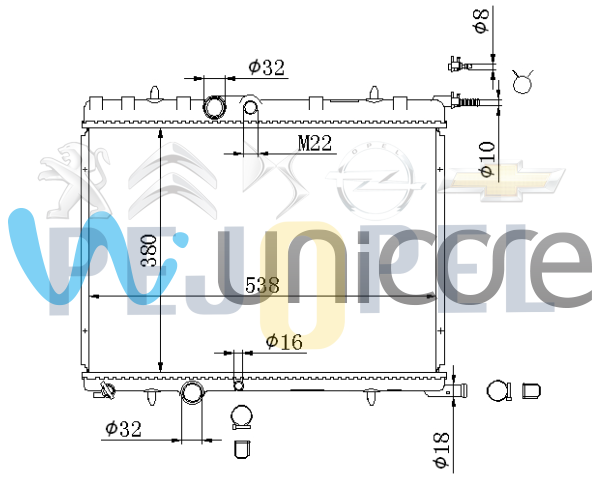 PEUGEOT & CITROEN  MOTOR SU RADYATÖRÜ 307 - 206 - XSARA (1.4 - 1.4 HDI - 1.6 ) / BERLİNGO - PARTNER  2004 --> 1.9 - 2.0 HDI