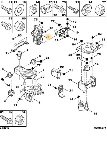 PEUGEOT & CITROEN 106 - 206 - 306 - SAXO - XSARA - MOTOR ALT TAKOZU KULAK BURCU ( 65 MM )