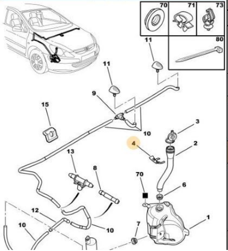 PEUGEOT 307 SİLECEK SU DEPO HORTUM TUTUCUSU