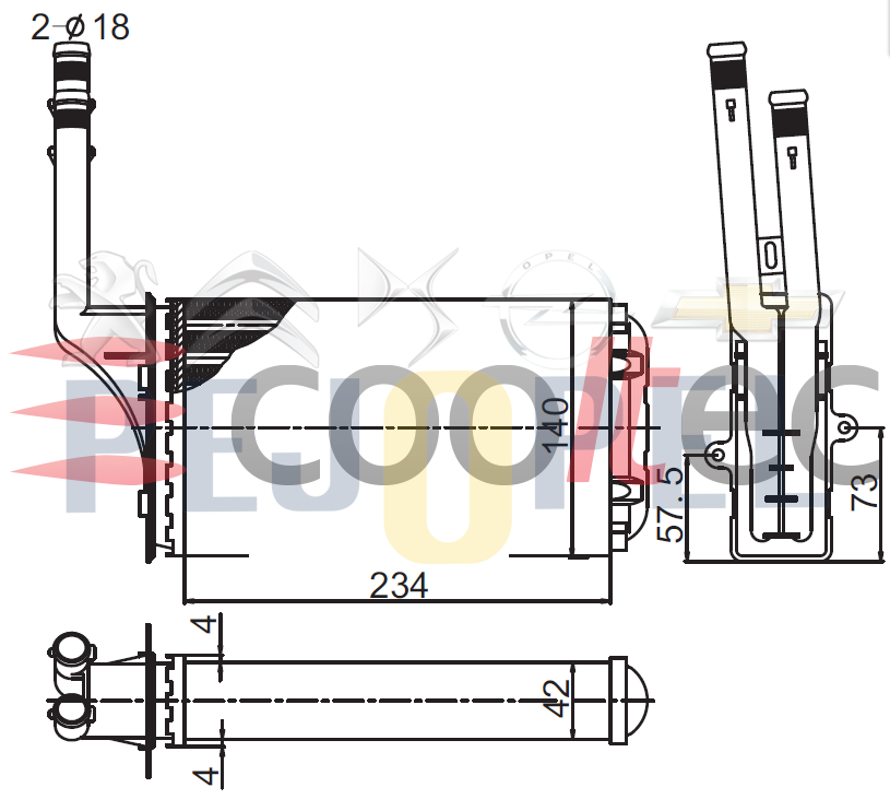 KALORİFER RADYATÖRÜ PEUGEOT 106 1991 SONRASI 138*234 (6448.72)