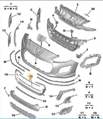 PEUGEOT 308 ( T7 ) 2011-->  MAKYAJLI KASA -- ÖN TAMPON IZGARA NİKELAJI ( KROM )  -- 2 Lİ TAKIM --