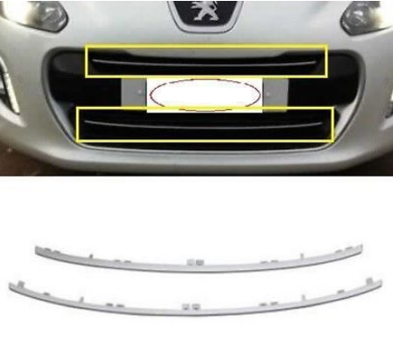 PEUGEOT 308 ( T7 ) 2011-->  MAKYAJLI KASA -- ÖN TAMPON IZGARA NİKELAJI ( KROM )  -- 2 Lİ TAKIM --