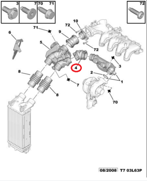 TURBO HORTUMU P206-P307-P308-P5008-PARTNER-C4-C4 PICASSO-BERLINGO 1,6HDI 90HP