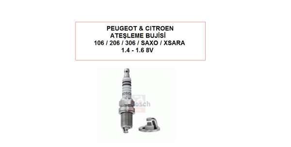 PEUGEOT & CITROEN 106 / 206 / 306 / SAXO / XSARA 1.4 - 1.6 8 VALF ATEŞLEME BUJİSİ  ( 4 LÜ TAKIM )