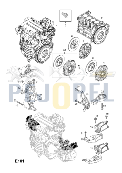 CORSA D CORSA E ADAM 07- B10XFL B10XFT Z10XEP A10XEP A12XEL Z12XEP A12XER Z14XEP A14XEL A14XER A13DTC Z13DTJ A13DTE MOTOR TAKOZU SAĞ