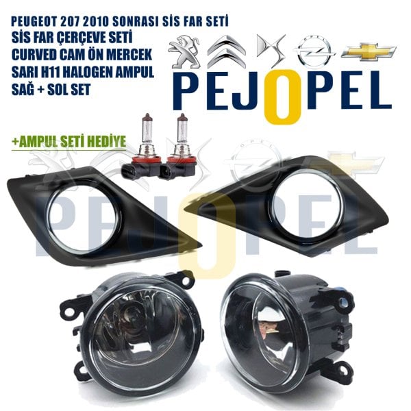 PEUGEOT 207 2010 SONRASI SİS FARI + SİS ÇERÇEVESİ SETİ