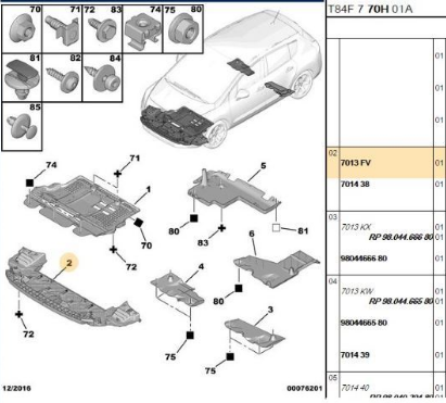PEUGEOT 3008 ( T84 ) (2009-->2017) ÖN TAMPON ALTI MUHAFAZASI -- 7013.FV  7013FV --