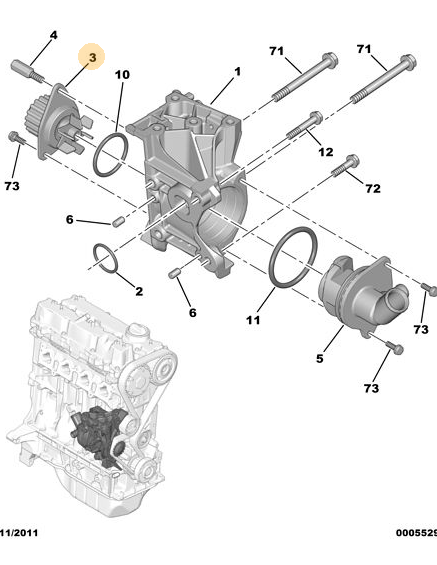 PUEGEOT & CITROEN 206 - 207 - 307 - C3 - C4 ( KFU MOTOR - 1.4 16V BENZİNLİ) DEVİRDAİM SU POMPASI