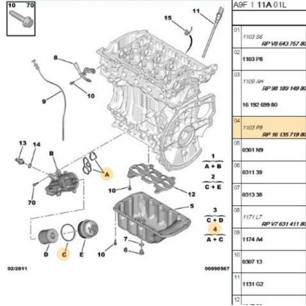 -- THP MOTOR -- PEUGEOT & CITROEN & BMW -- 207 / 208 / 308 / 508 / C3 / C4 / DS3 / DS4 / C5 / MINI -- MOTOR YAĞ SOĞUTUCU KÜTÜĞÜ CONTA TAKIMI