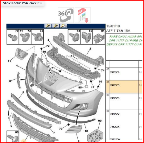 PEUGEOT 207 2010--> ÖN TAMPON ALT IZGARASI ( SİYAH )
